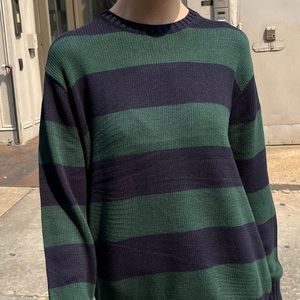 Brandy Melville Green & Blue BRIANNA COTTON THICK STRIPE SWEATER